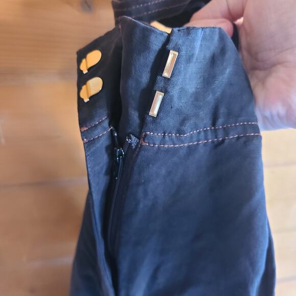 Anthropologie Sancia Marla Linen Blend Wide Leg Pant in Noir Black Large Tie - Picture 7 of 8